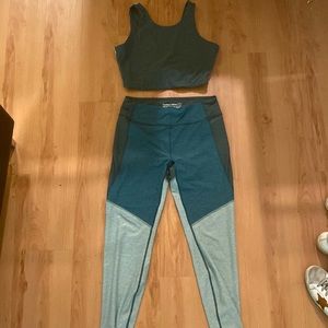 Outdoor Voices Tri Tone Bra and Leggings Set